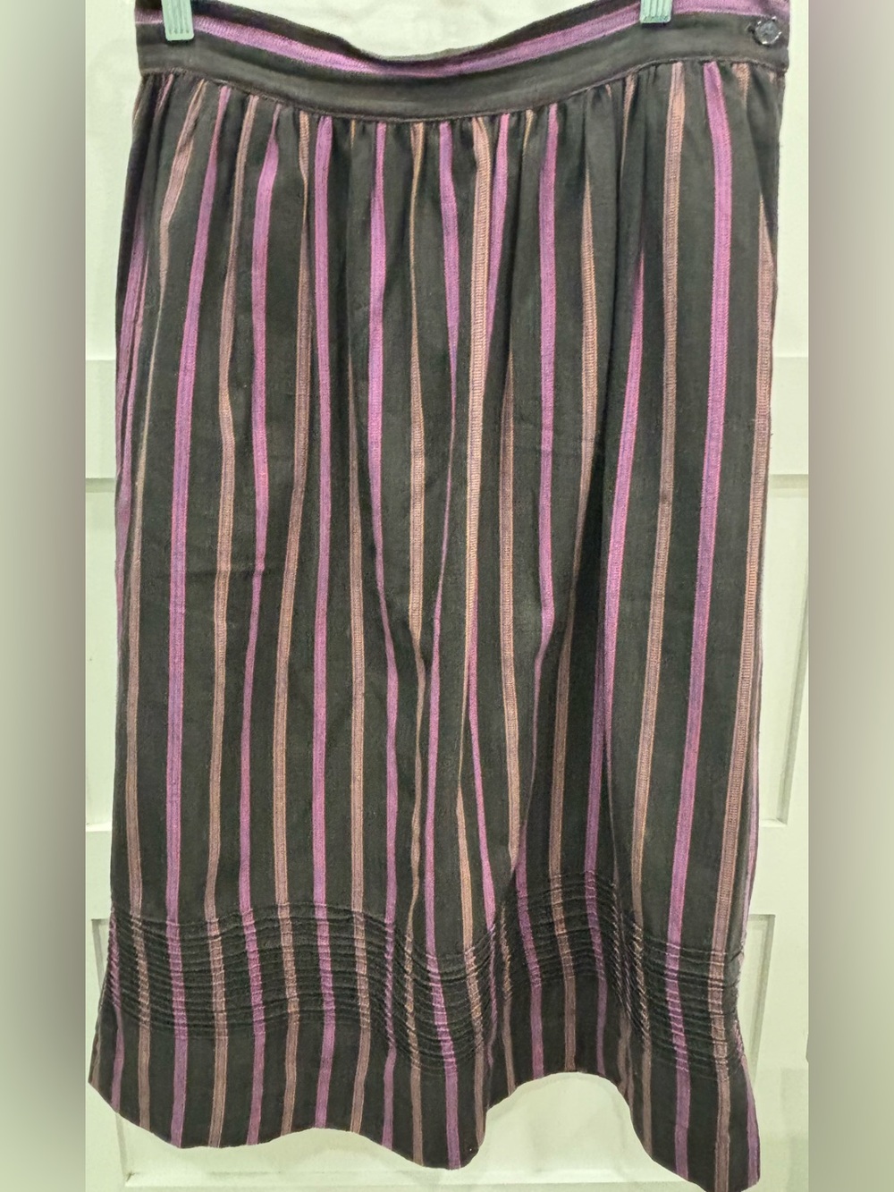 Vertical Stripe Maxi Skirt in Black, Purple & Tan